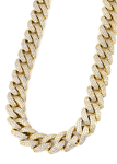 18K Yellow Gold Iced Out Cuban Link Diamond Chain for Men: 1653 Grams - photo 2 / 4