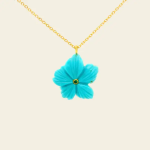 Arizona Turquoise Carved Flower Pendant Necklace in Gold - photo 2 / 2