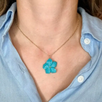 Arizona Turquoise Carved Flower Pendant Necklace in Gold - Accessories & Jewellery listing in Dallas