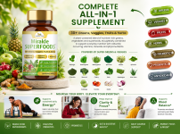 Mirakle Superfoods Greens Capsules – 30+ Plant-Based Ingredients - Health & Beauty Products listing in Austin