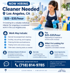 Cleaner Needed – Los Angeles – $25–$35/hr - Labor listing in Los Angeles